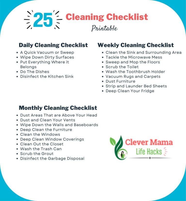 25 Amazing Home Cleaning Checklist (Daily, Weekly, and Monthly ...